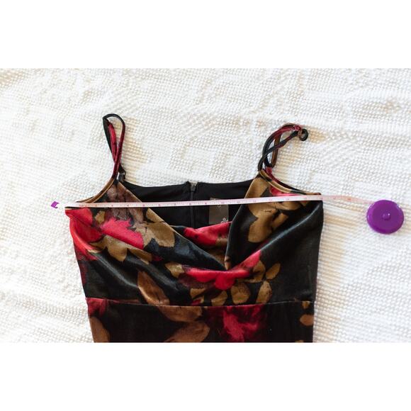 Taylor Velvet Cocktail Maxi Dress M Dark Floral Whimsigoth Fairy Grunge Date - Picture 6 of 7